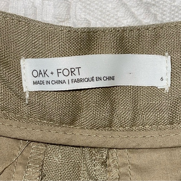 Oak and Fort 100% Linen Straight Leg Pants, beige, size 6 - Picture 13 of 15